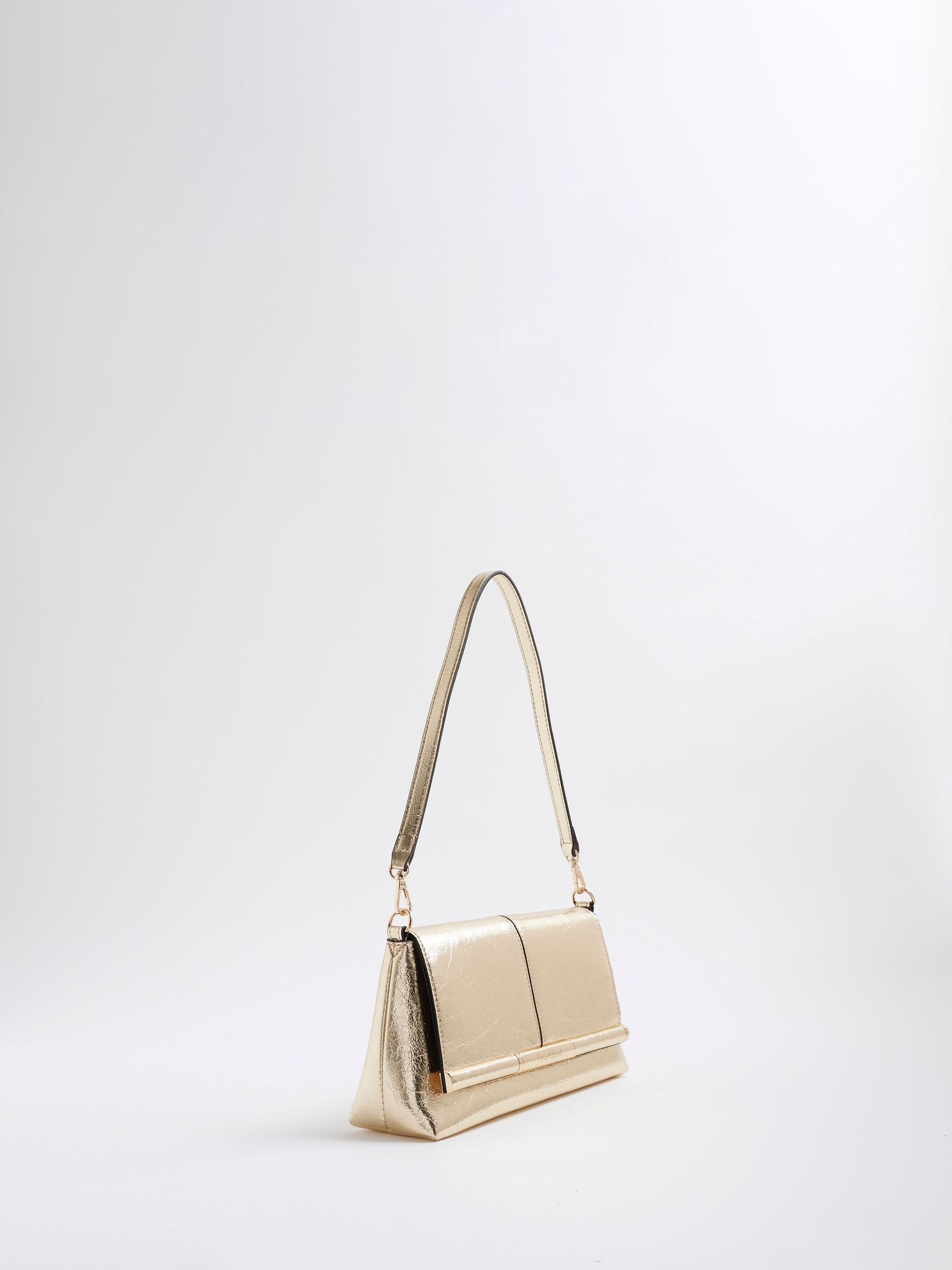 River Island gold bar front clutch bag (British brand)