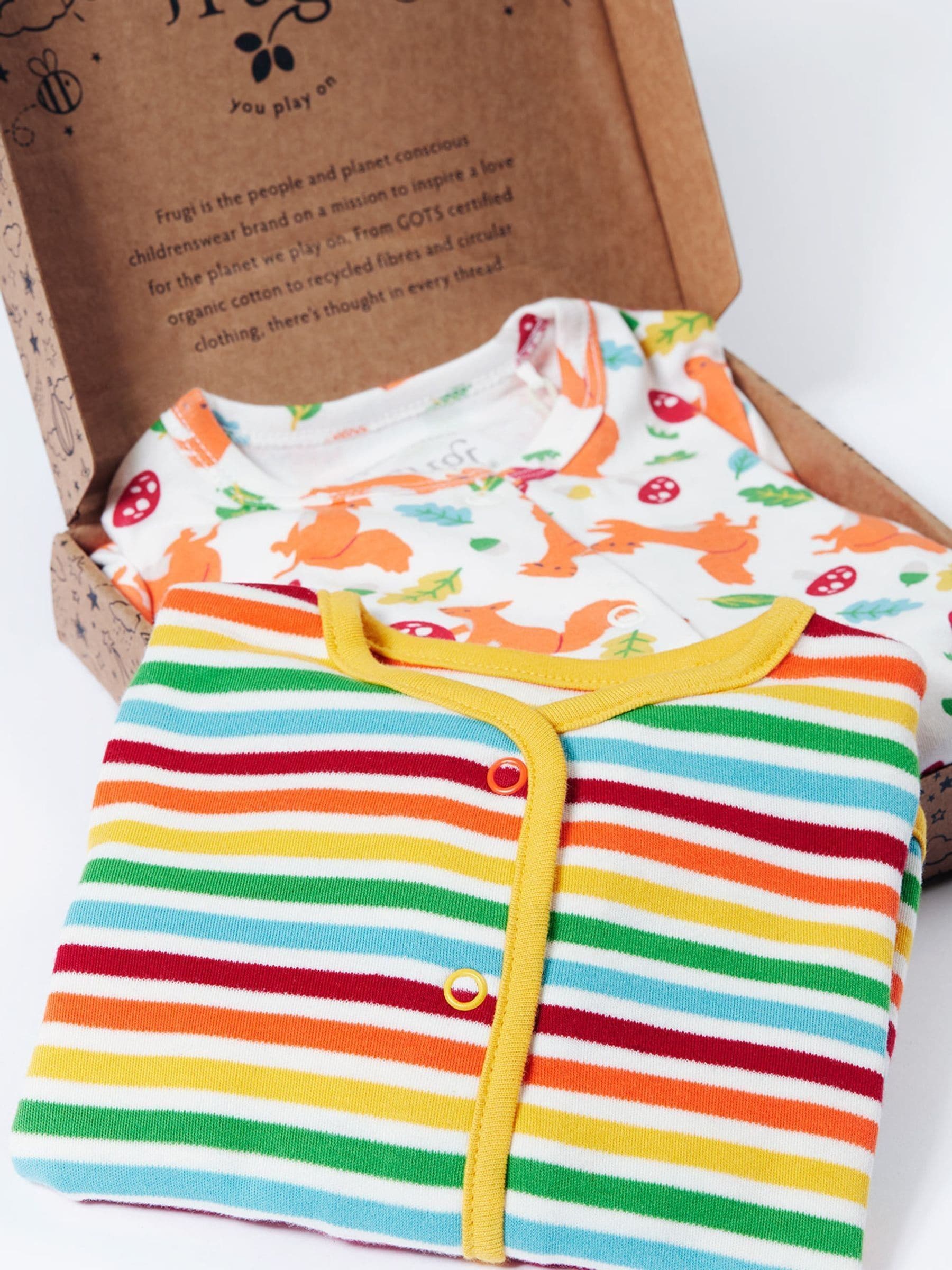 Frugi Blue Scrumptious babygrow gift set, UK version