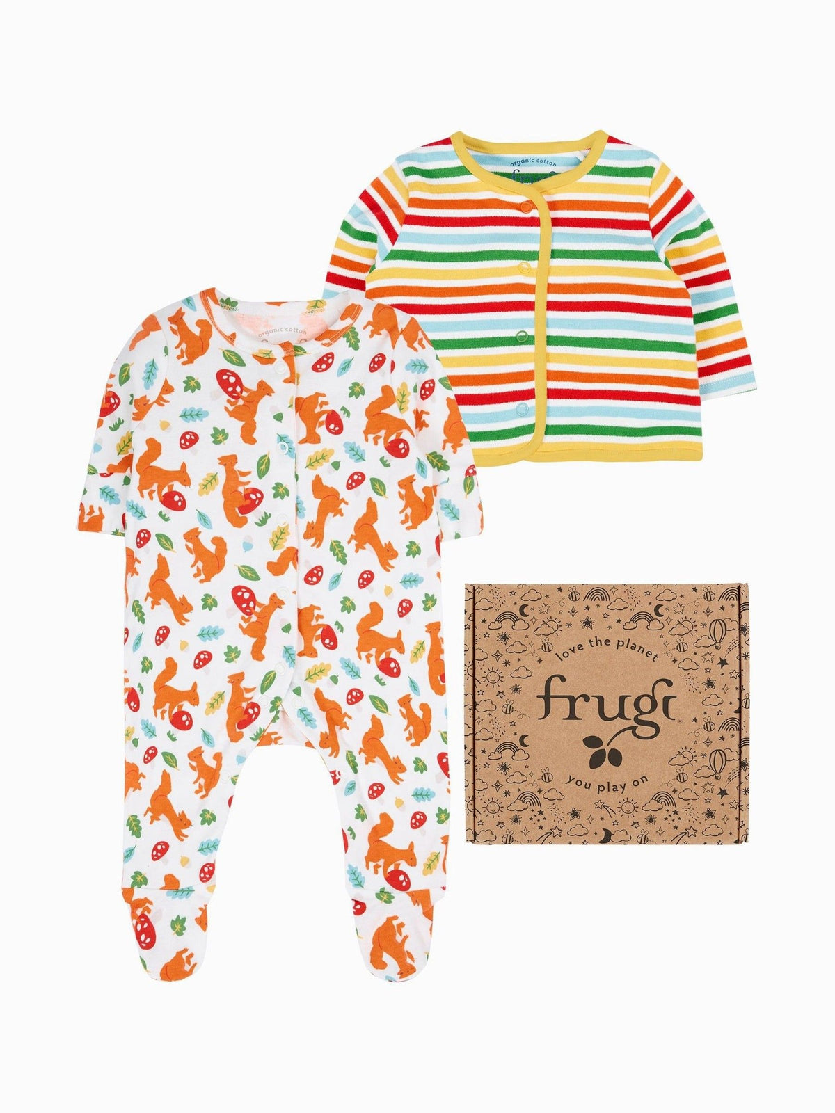 Frugi Blue Scrumptious babygrow gift set, UK version