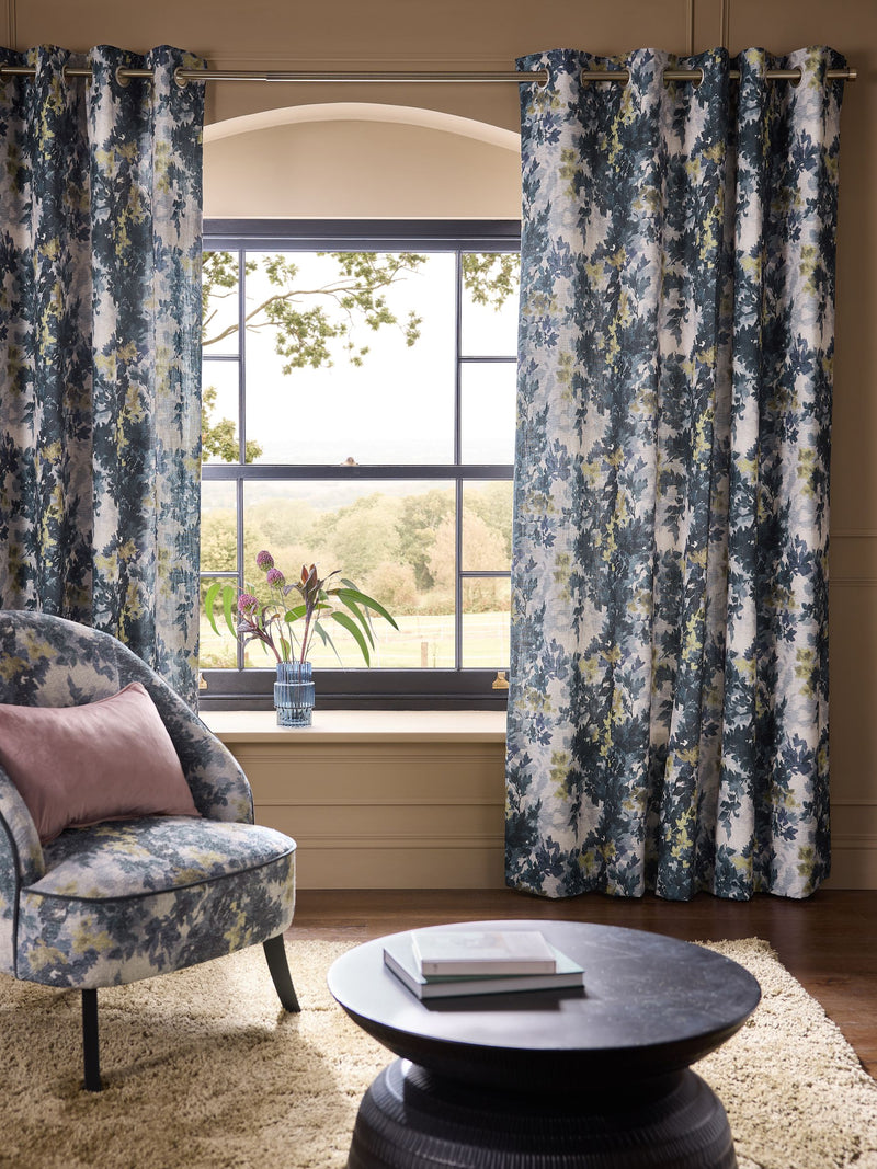 Multi tapestry floral eyelet lined curtains - British product