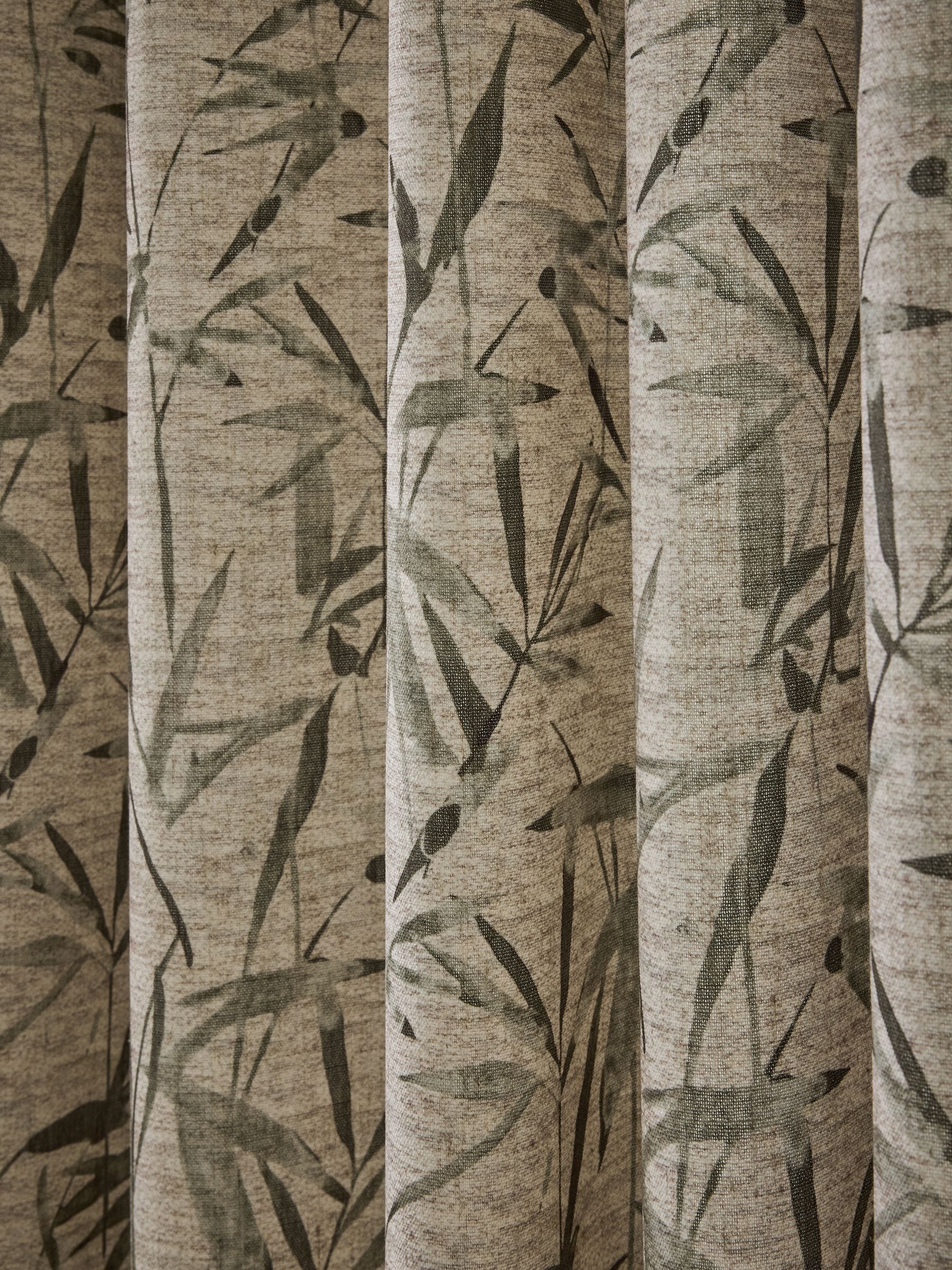 Curtains with blurred leaf print eyelet in olive green (British brand)