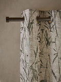 Curtains with blurred leaf print eyelet in olive green (British brand)