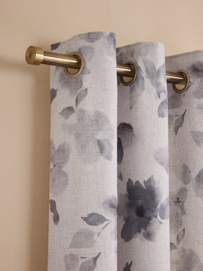 Next Grey Blurred Floral Print Eyelet Lined Curtains- Buy online at McGrocer