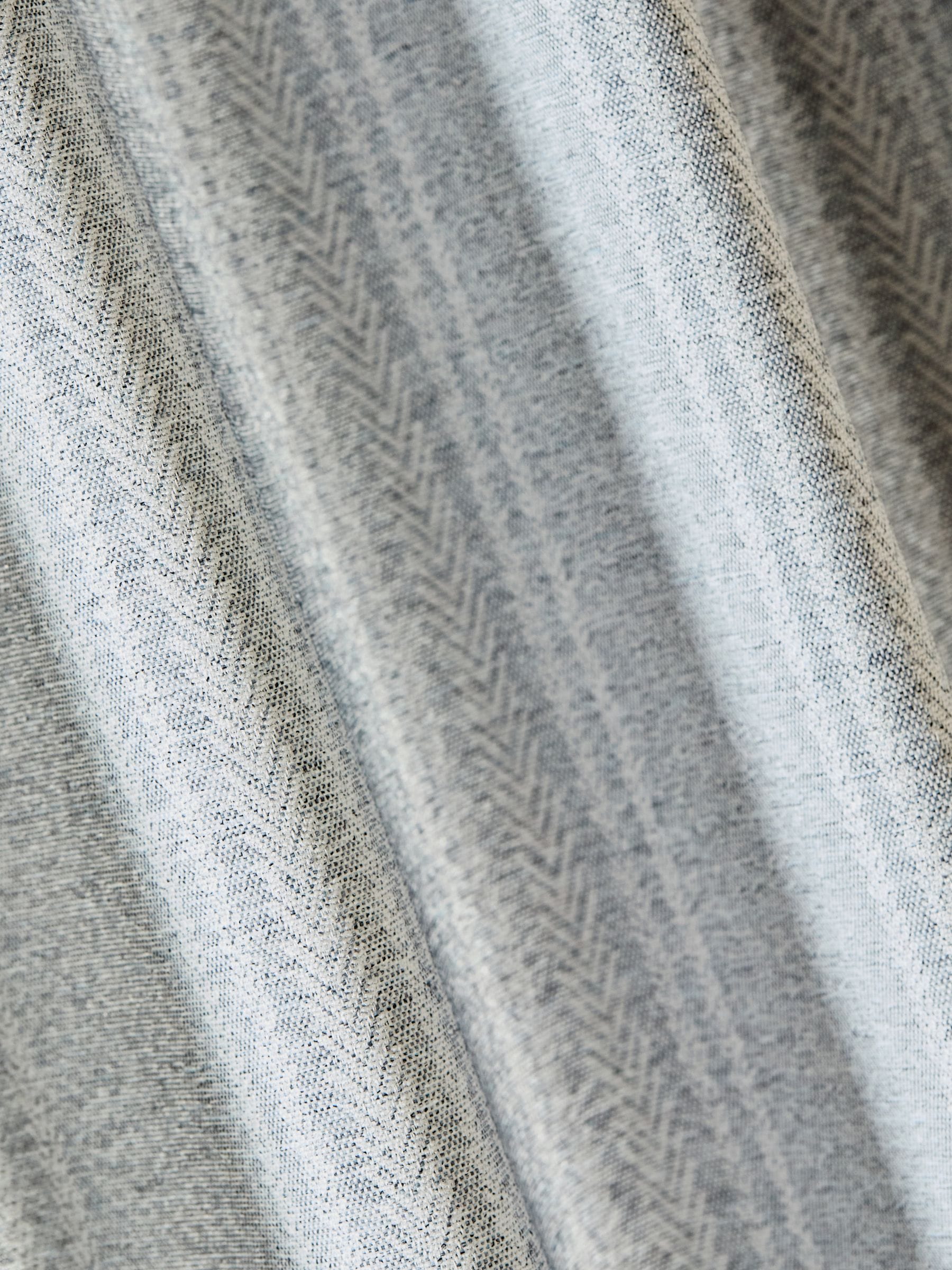 Blue woven stripe eyelet lined curtains, UK version