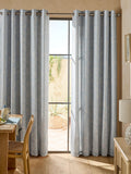 Blue toile print linen eyelet curtains - British product