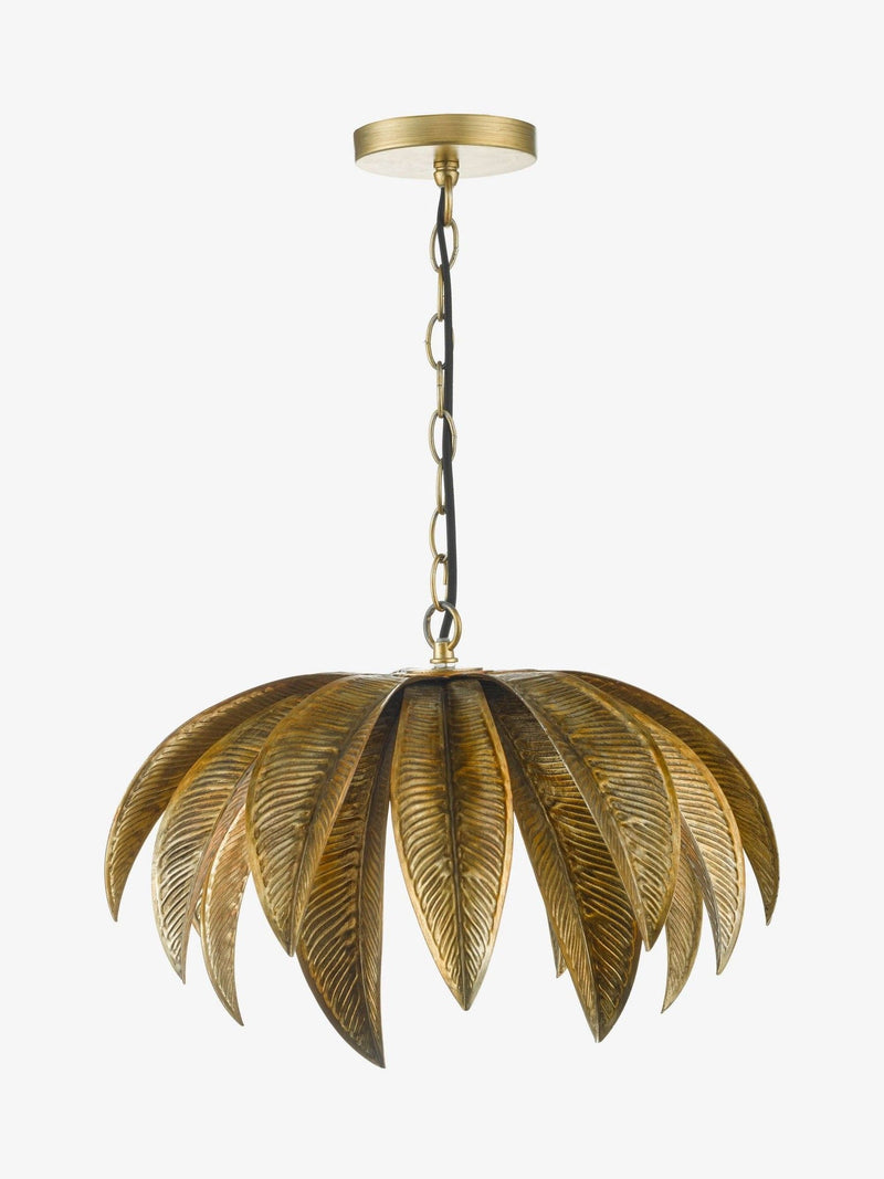 Dar Lighting Cara pendant antique gold ceiling light, UK version