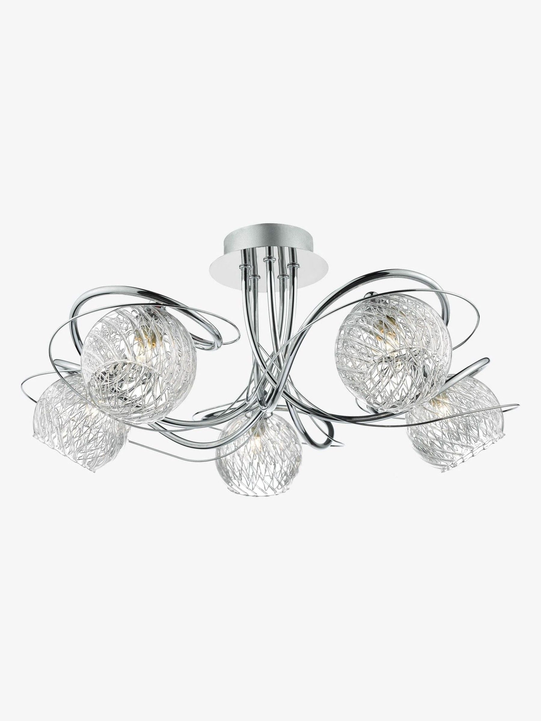 Dar Rehan flush ceiling light ribbed glass chrome - British product