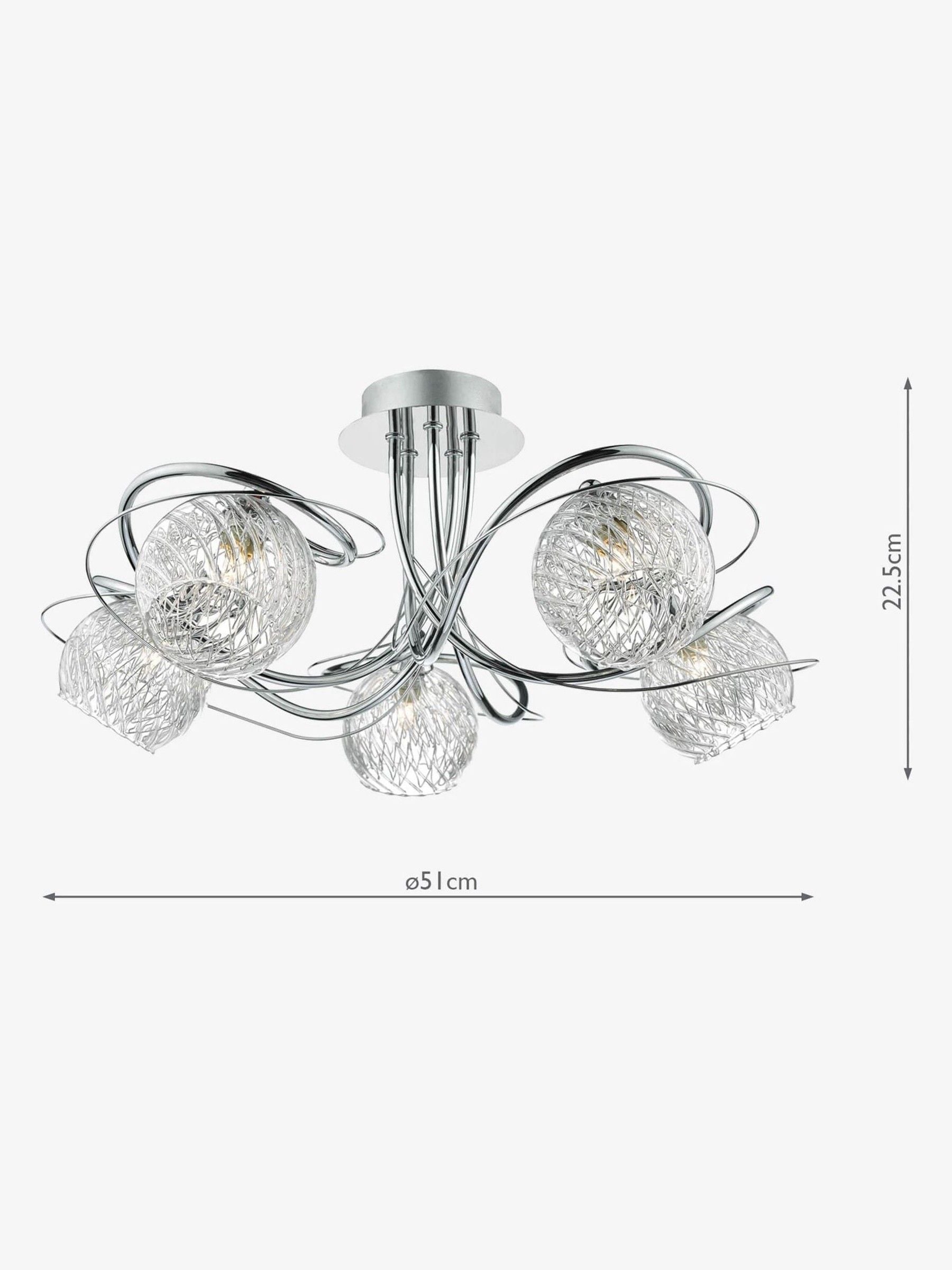 Dar Rehan flush ceiling light ribbed glass chrome - British product