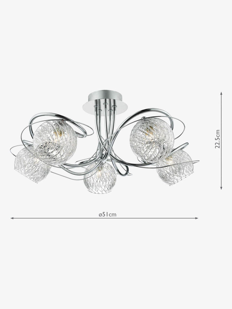 Dar Rehan flush ceiling light ribbed glass chrome - British product