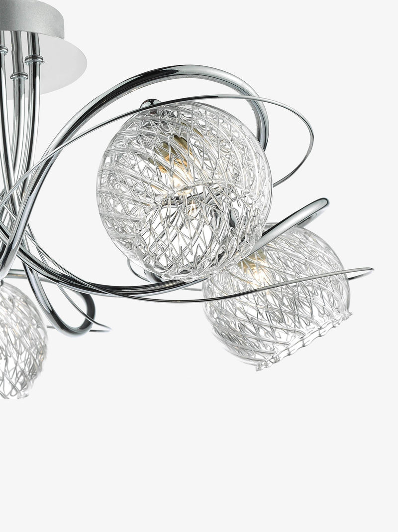 Dar Rehan flush ceiling light ribbed glass chrome - British product