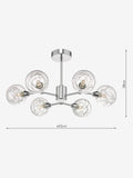 Dar Lighting Tyka semi flush ceiling light 6 light polished chrome glass, imported from the UK