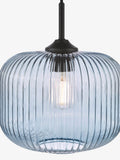 Dar Lighting pendant ceiling light matt black smoked ribbed glass, imported from the UK