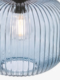 Dar Lighting pendant ceiling light matt black smoked ribbed glass, imported from the UK