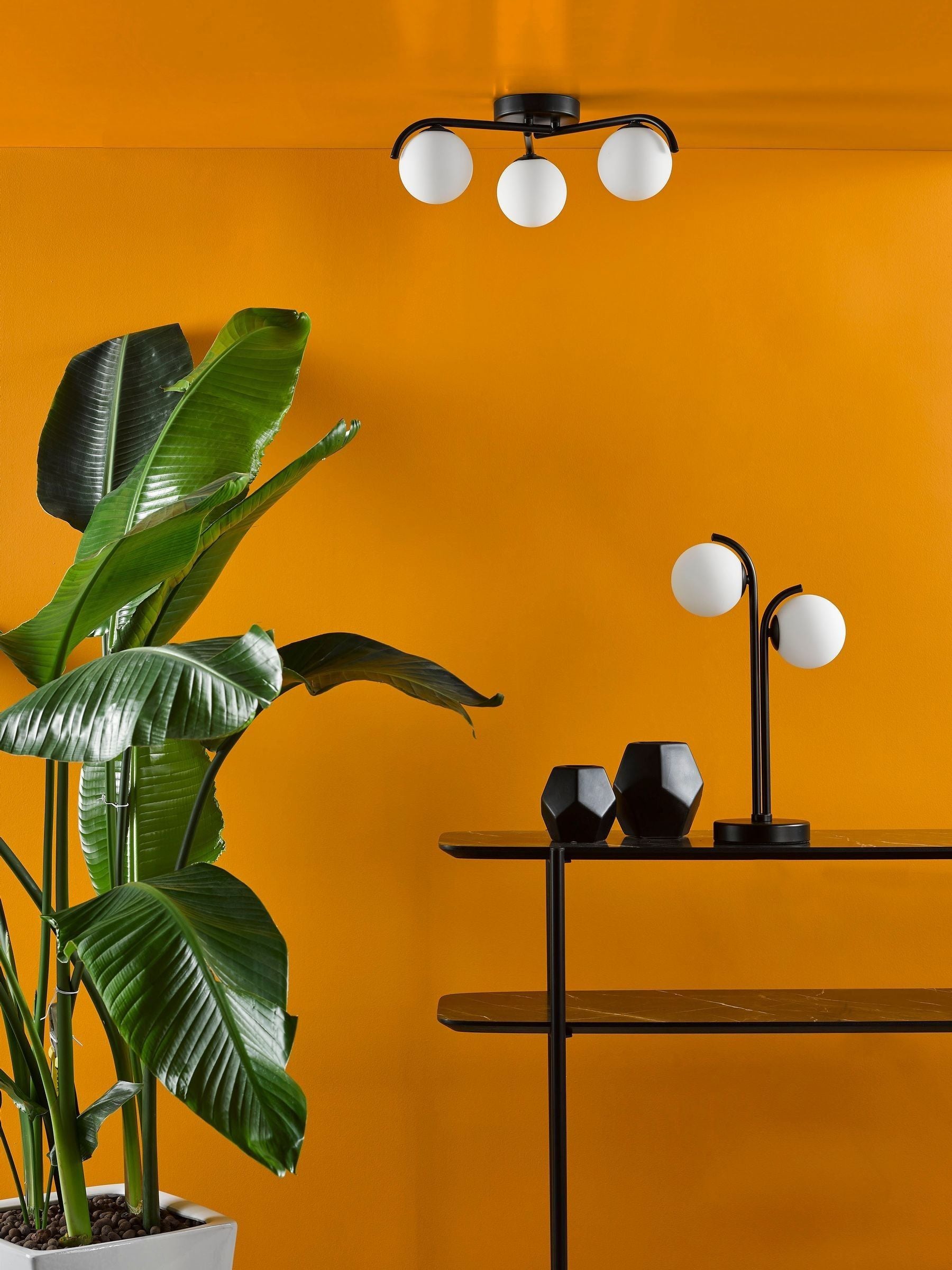 Dar Lighting Orlena flush ceiling light satin gold opal glass - British product