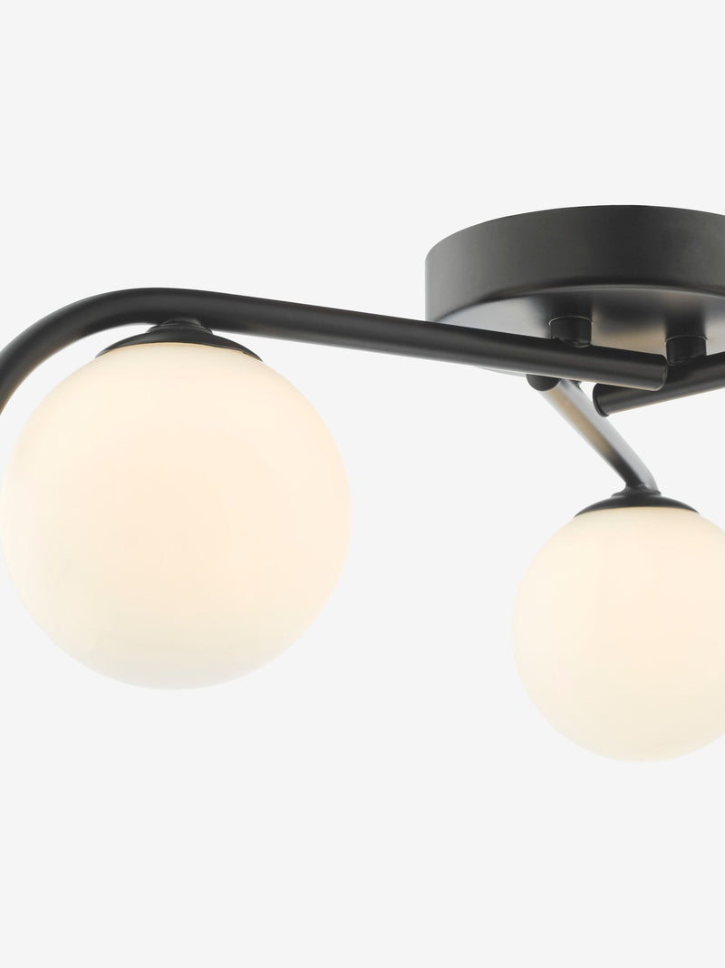 Dar Lighting Orlena flush ceiling light satin gold opal glass - British product