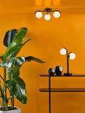 Dar Lighting Orlena flush ceiling light satin gold opal glass - British product