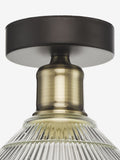 Dar Lighting Antique Brass Ribbed Glass Boyd Ceiling Light, imported from the UK