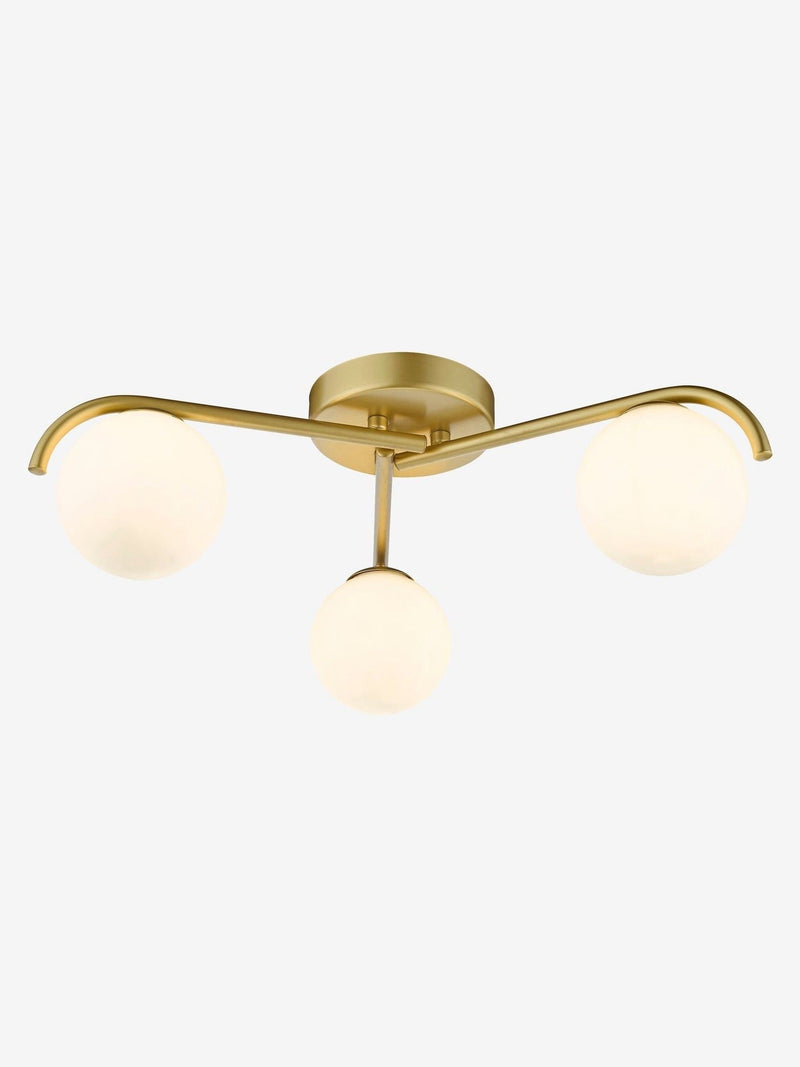 Dar Lighting Orlena flush ceiling light satin gold opal glass - British product