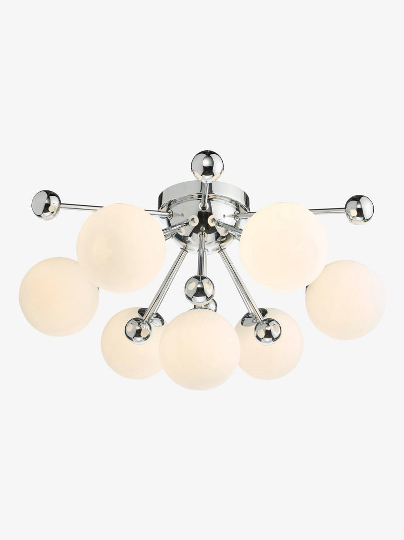Dar Ursa flush ceiling light polished chrome opal glass shades (British brand)