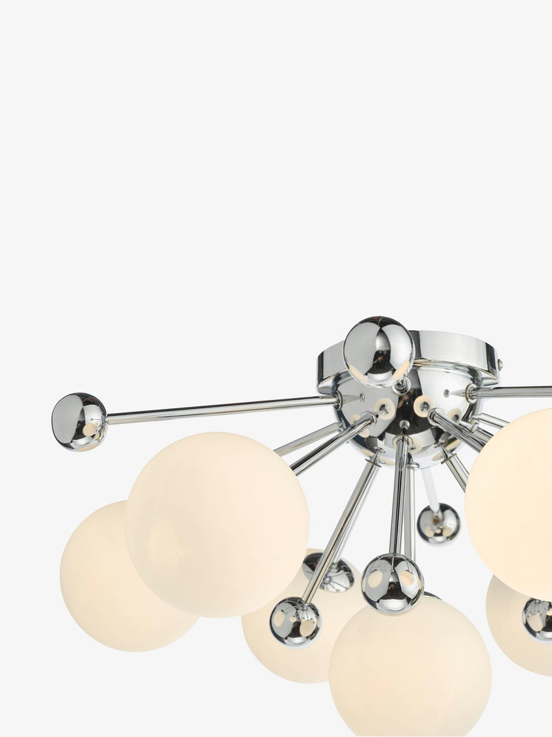Dar Ursa flush ceiling light polished chrome opal glass shades (British brand)