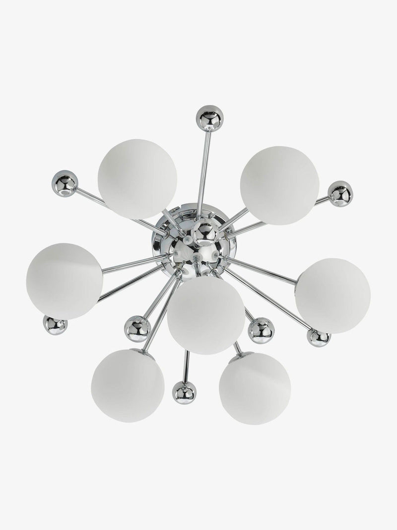 Dar Ursa flush ceiling light polished chrome opal glass shades (British brand)