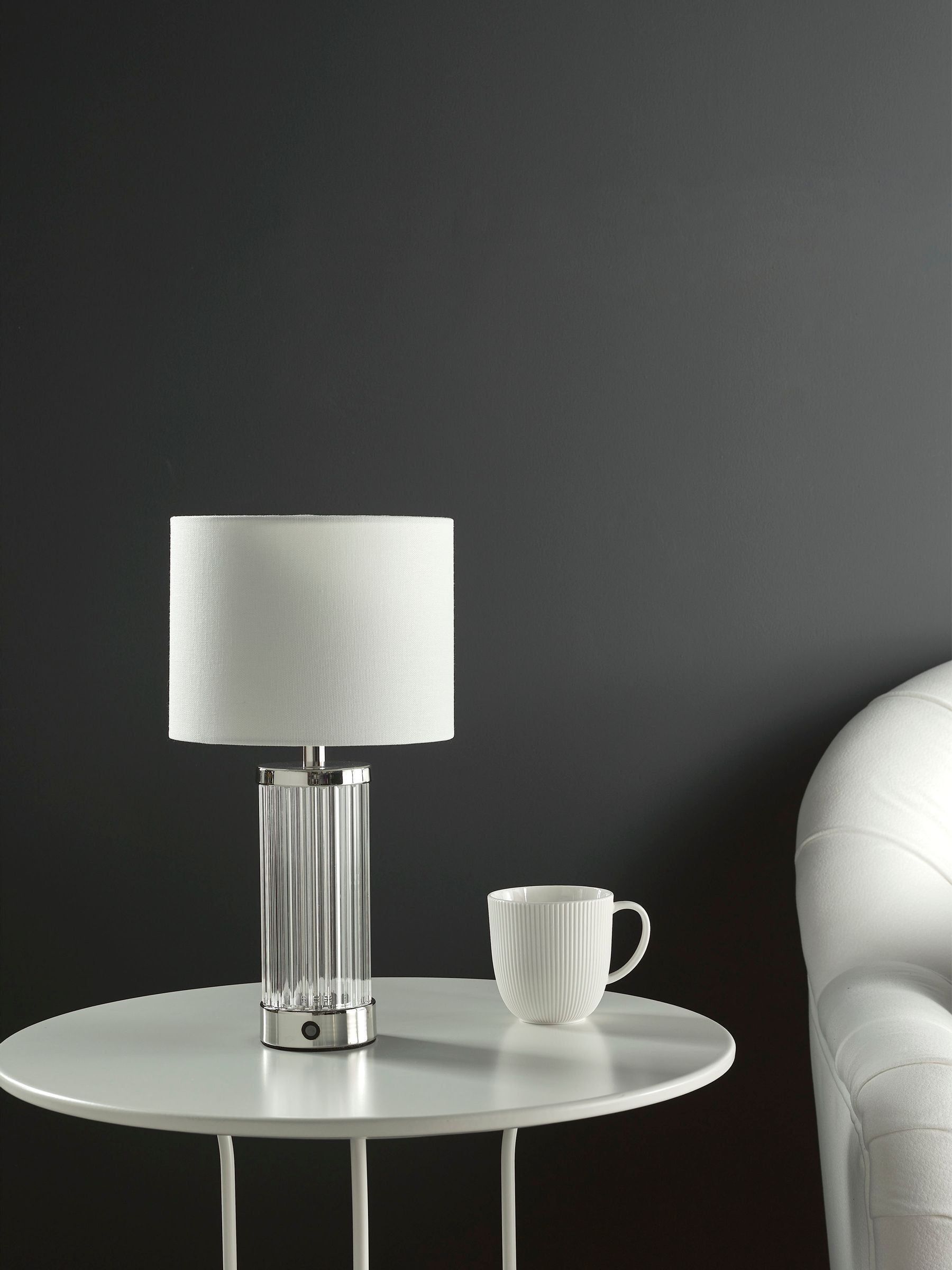 Dar Lighting Enrico table lamp polished nickel glass - British product