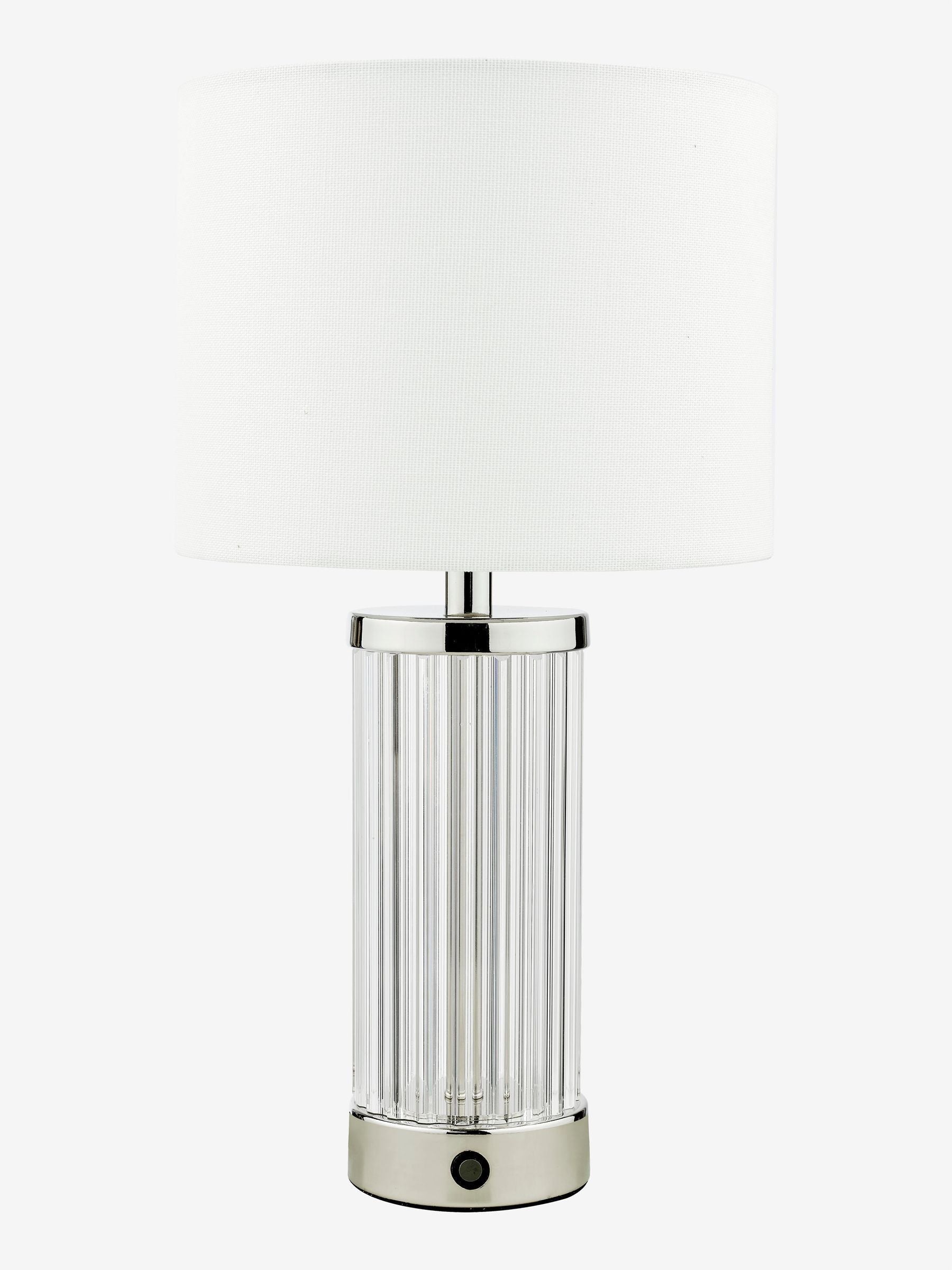 Dar Lighting Enrico table lamp polished nickel glass - British product