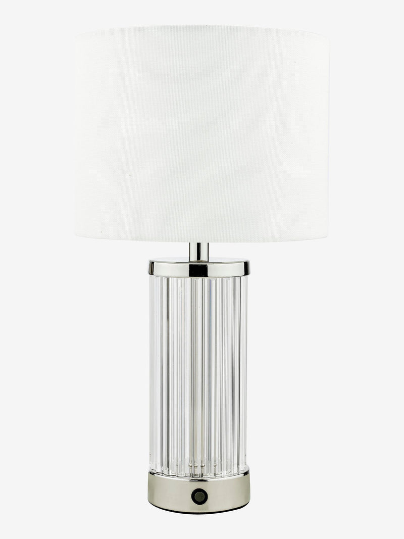 Dar Lighting Enrico table lamp polished nickel glass - British product