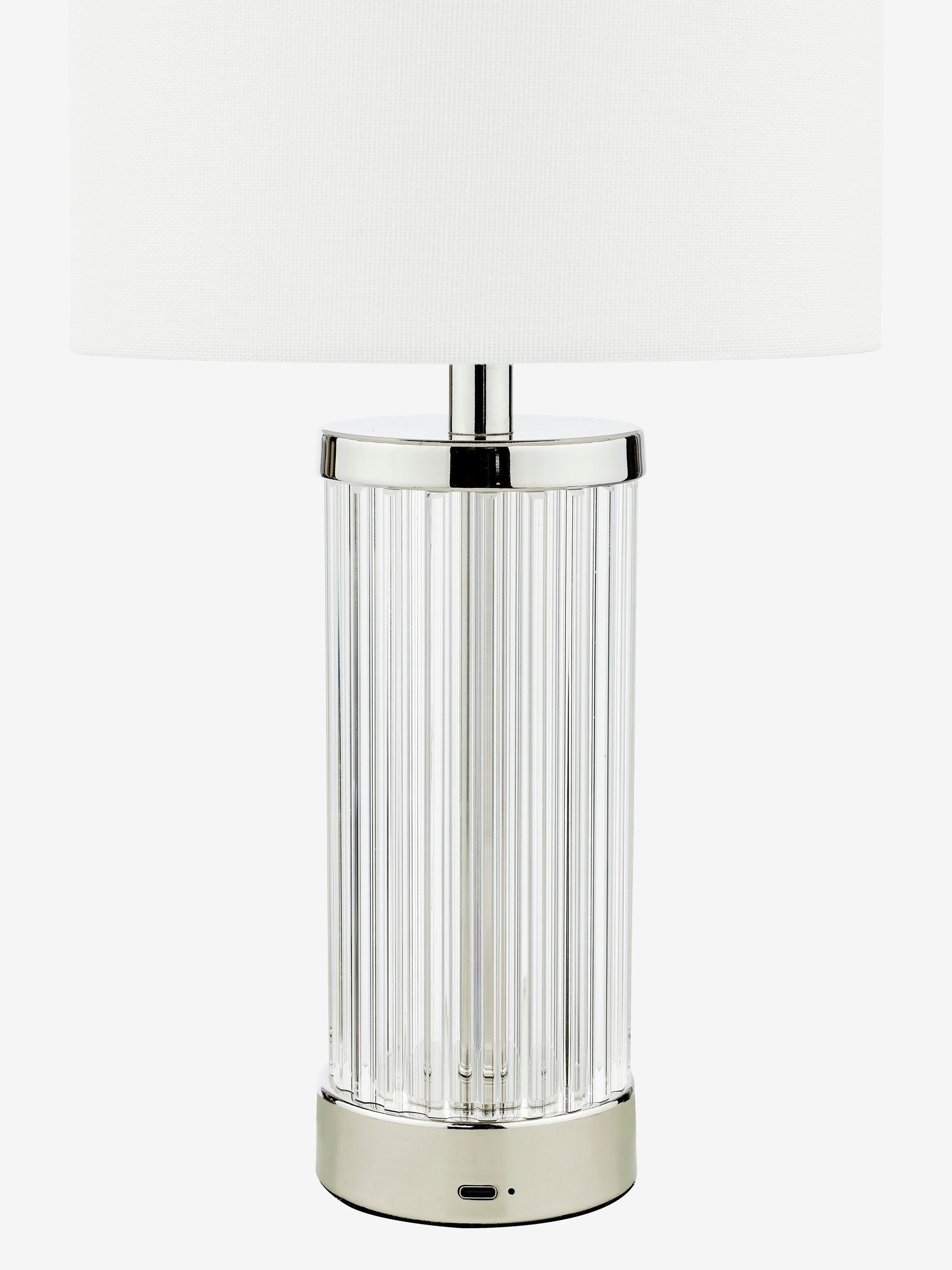 Dar Lighting Enrico table lamp polished nickel glass - British product