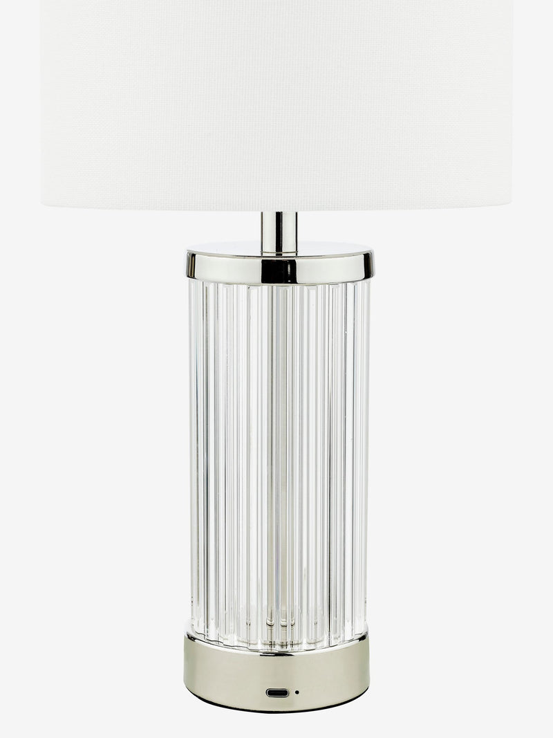 Dar Lighting Enrico table lamp polished nickel glass - British product