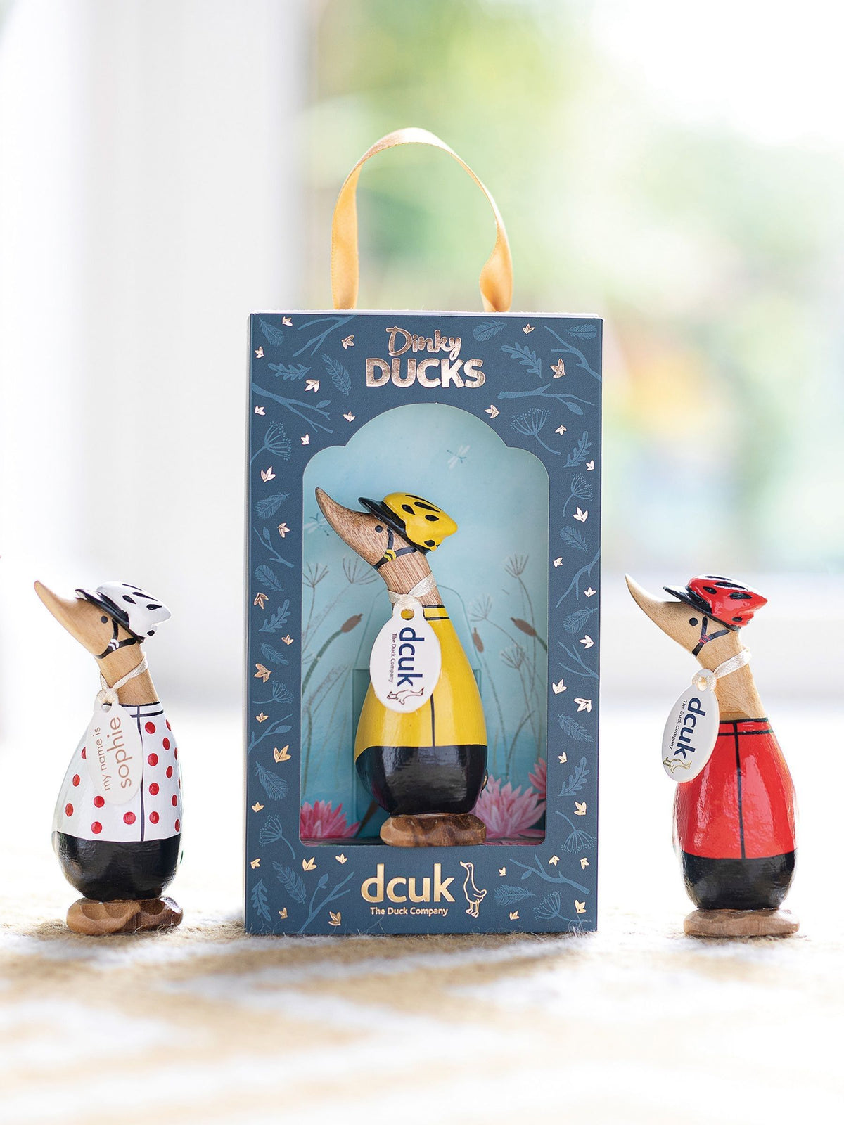 DCUK Green Cyclist Dinky Duck Wooden Ornament