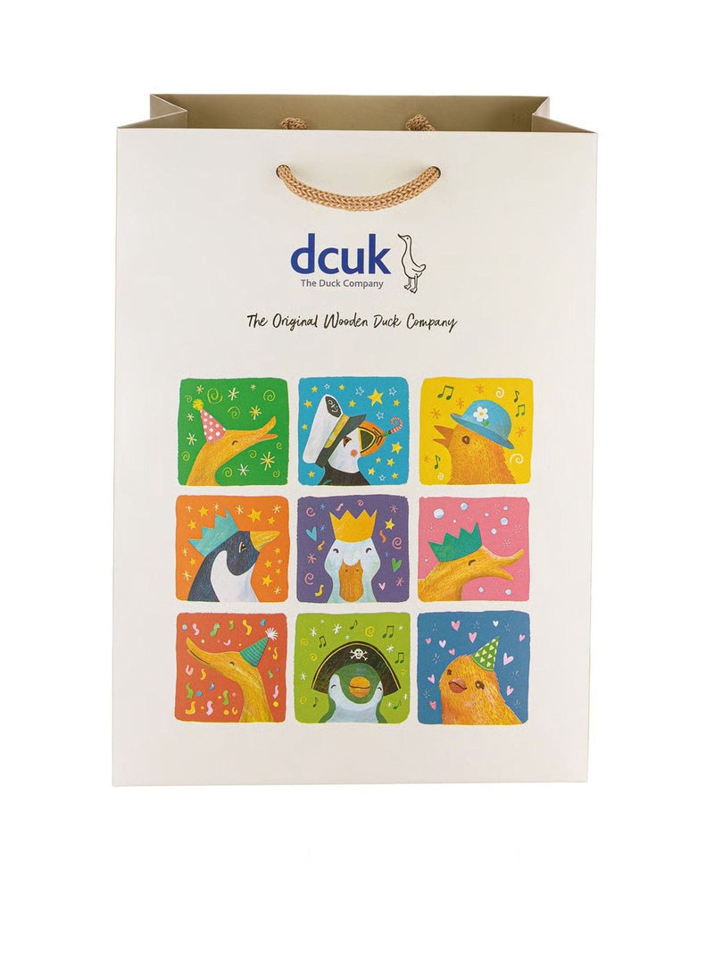 DCUK blue floral hat and boots ducky wooden ornament - British product