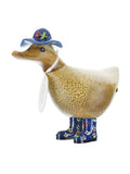 DCUK blue floral hat and boots ducky wooden ornament - British product