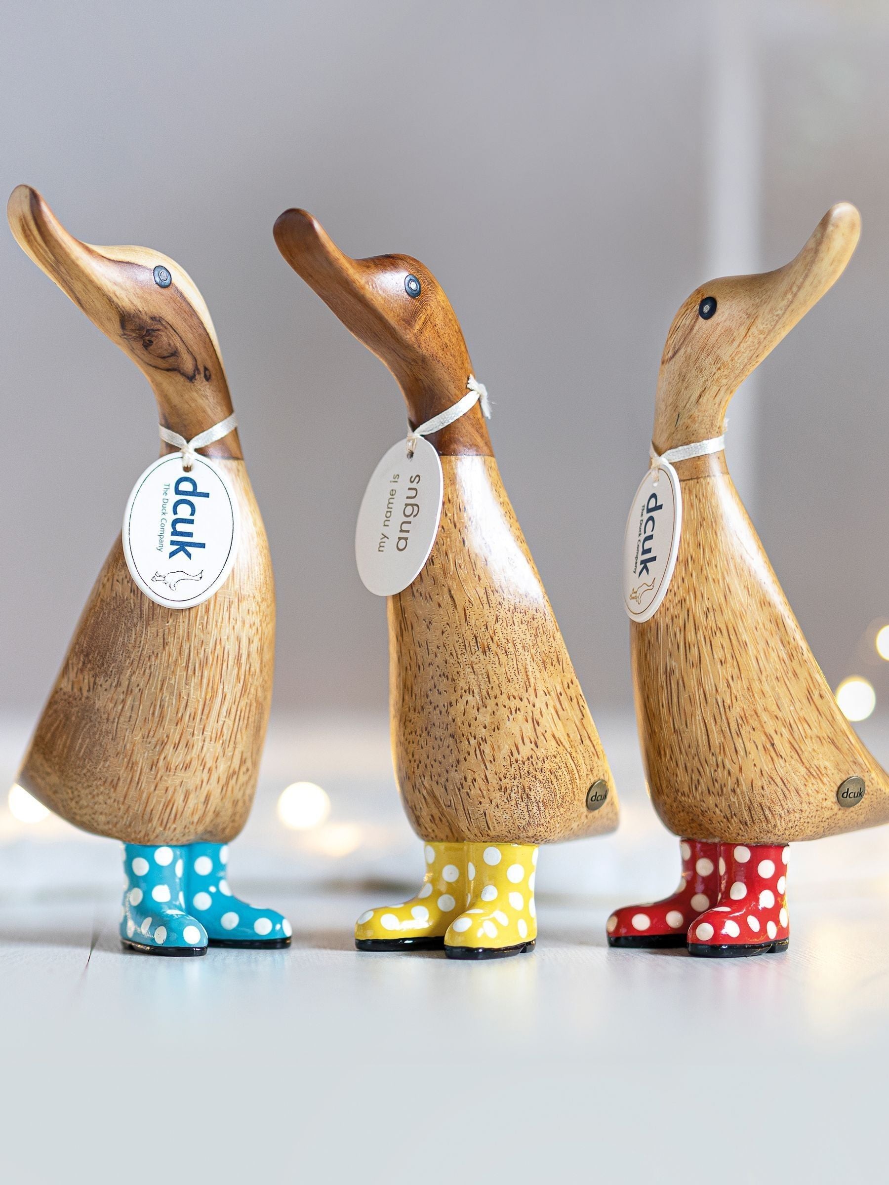 DCUK Yellow Spotty Boots Duckling Wooden Ornament