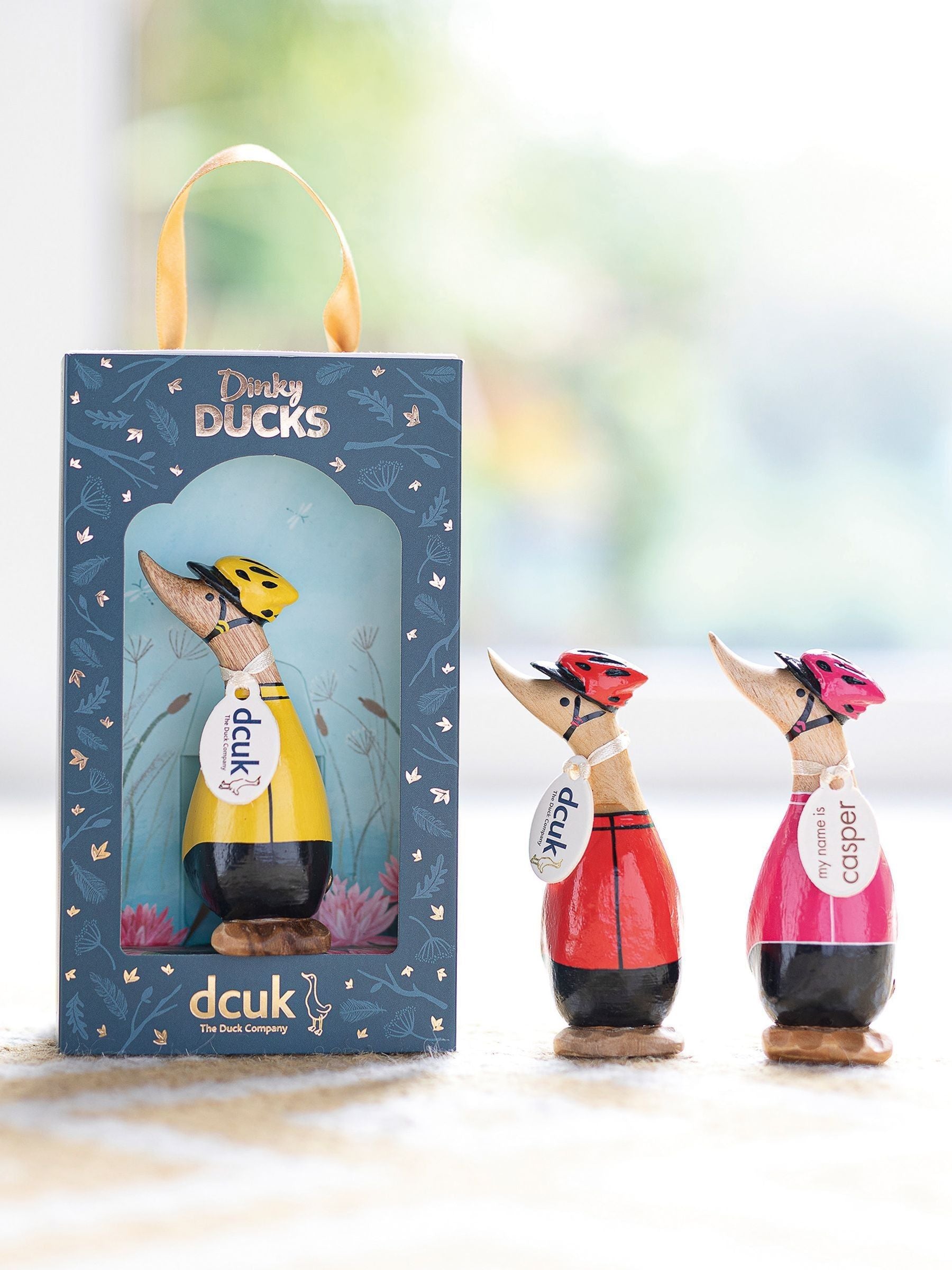 DCUK Green Cyclist Dinky Duck Wooden Ornament