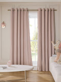 Pink rose velvet blackout curtains with fringe trim - British product