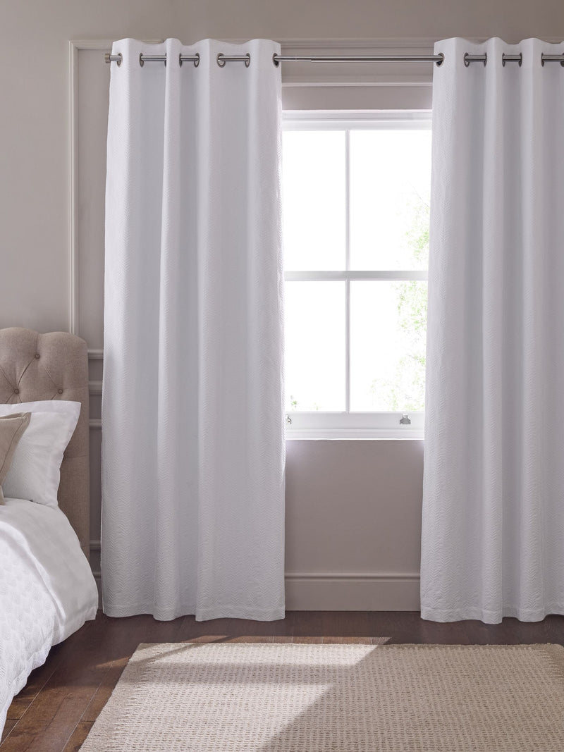White embossed leaf pattern blackout thermal curtains - British product
