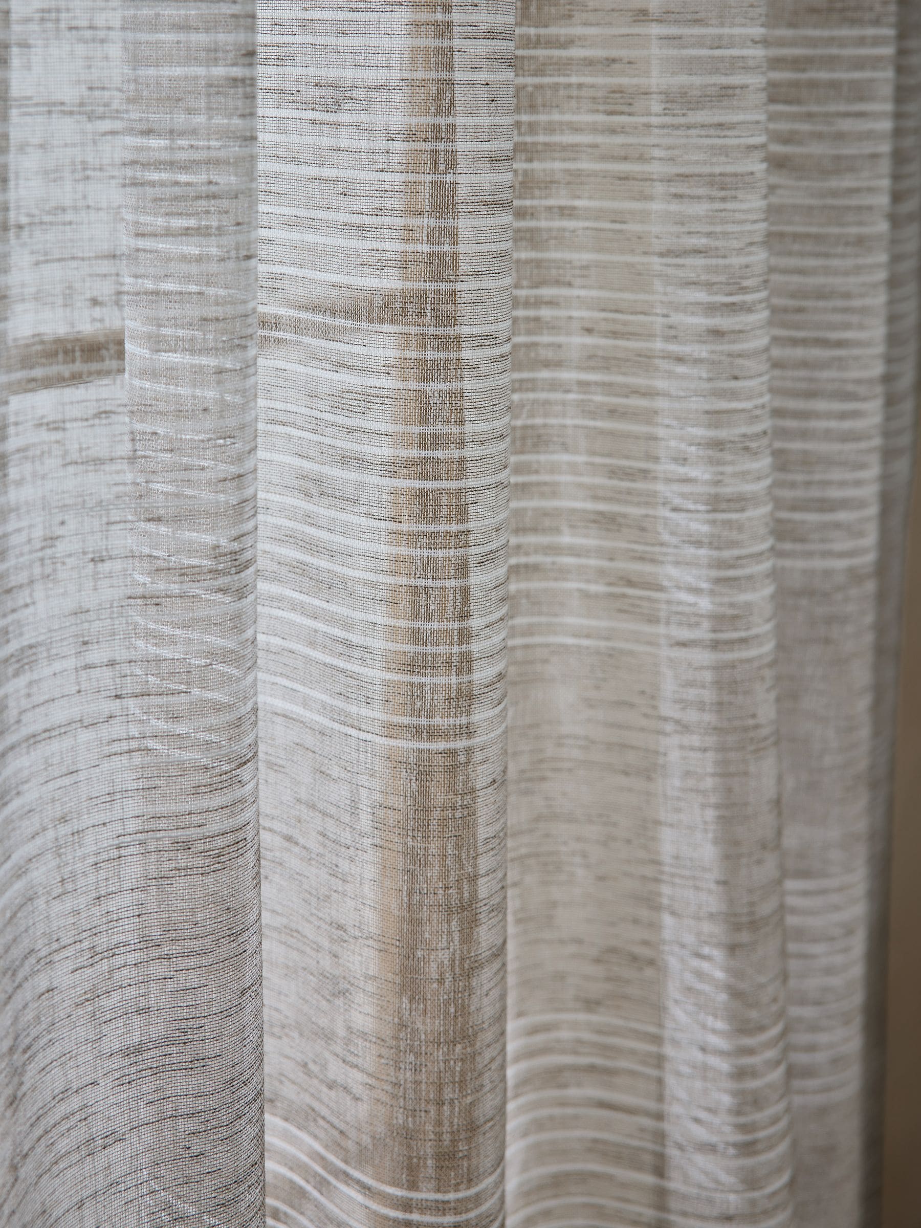 Natural stripe voile sheer curtain panel, UK version