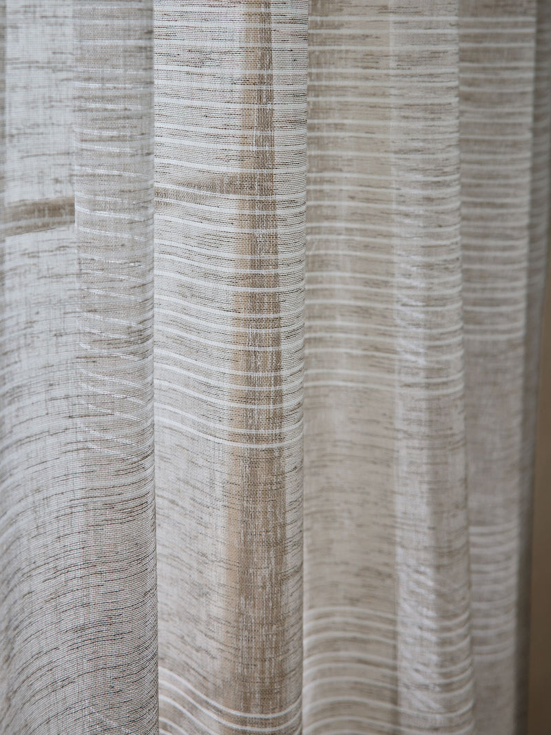Natural stripe voile sheer curtain panel, UK version