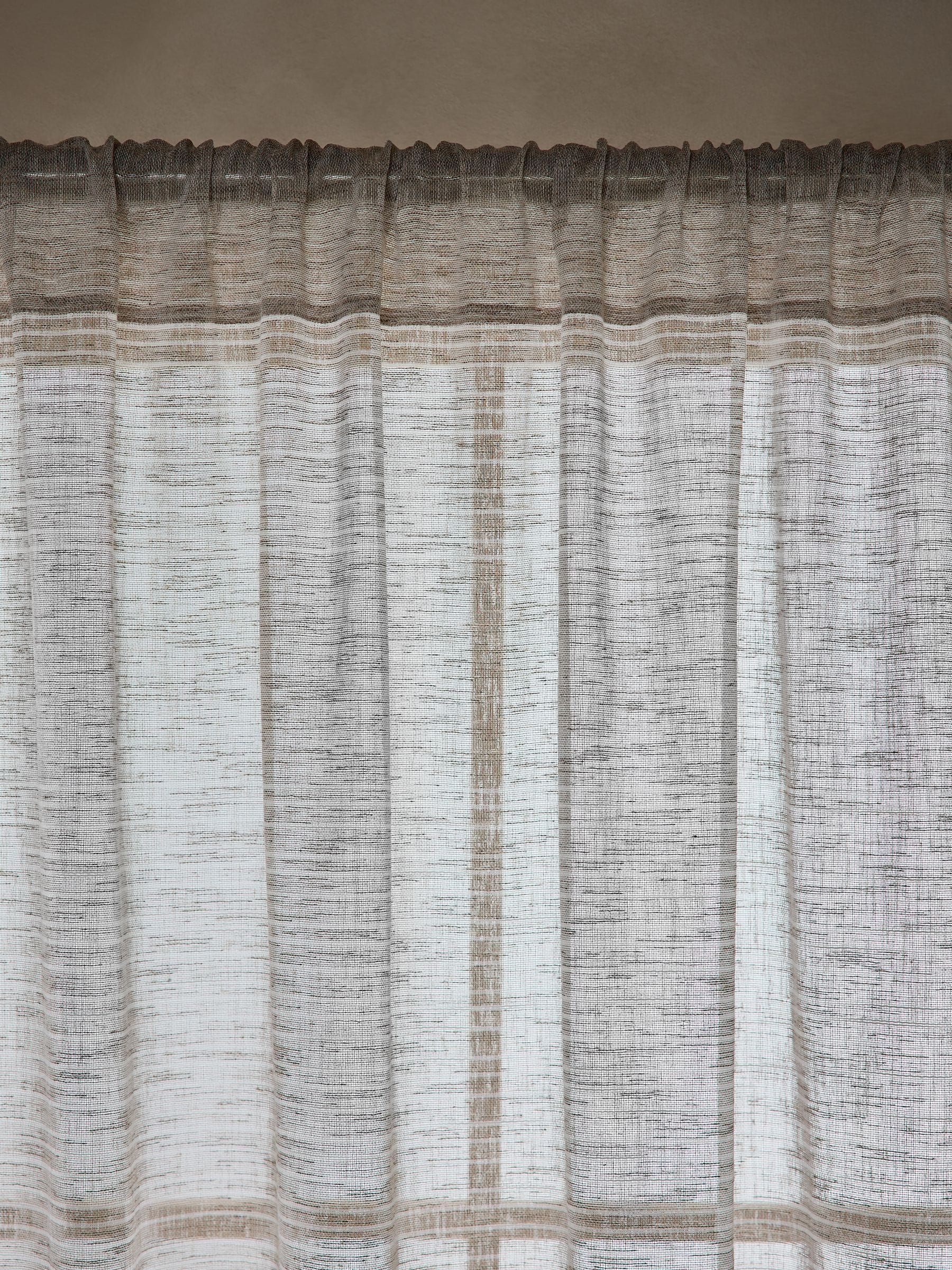 Natural stripe voile sheer curtain panel, UK version