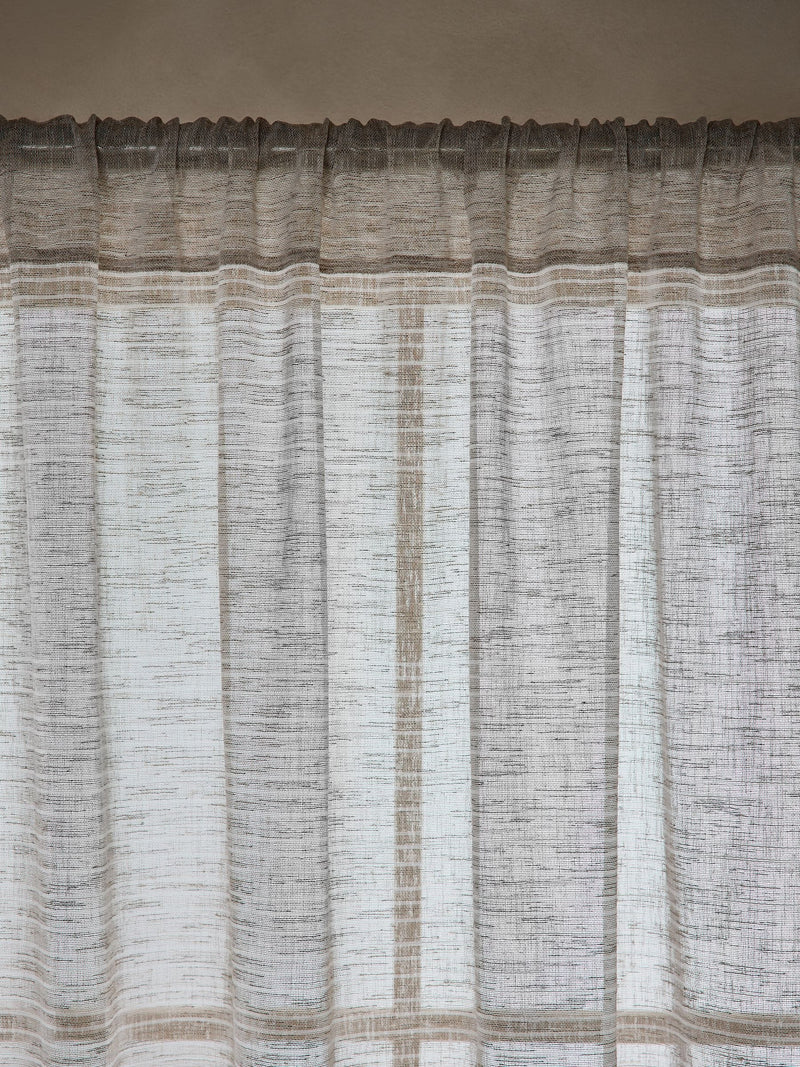 Natural stripe voile sheer curtain panel, UK version