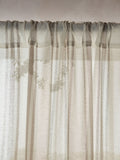 White Natural Linen Look Stripe Voile sheer panel (British brand)
