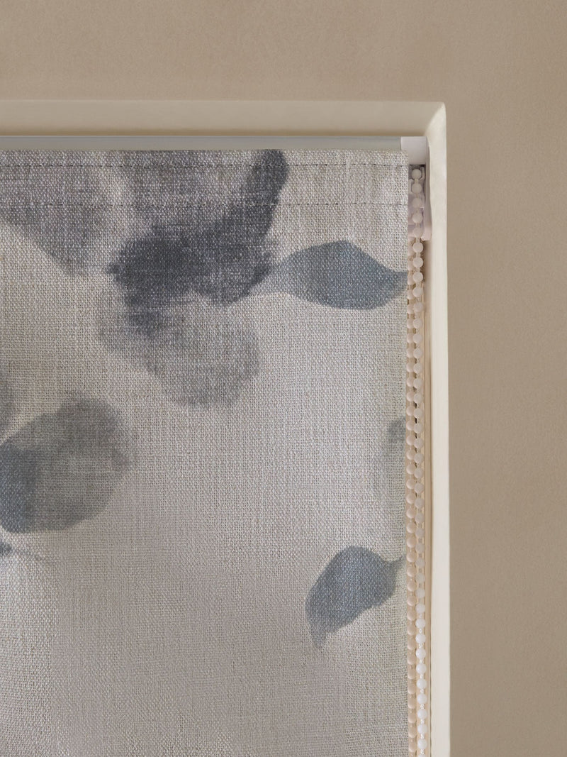 Grey floral roman blind blackout thermal lining (British brand)