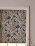 Teal leaf jacquard blackout roman blind, imported from the UK