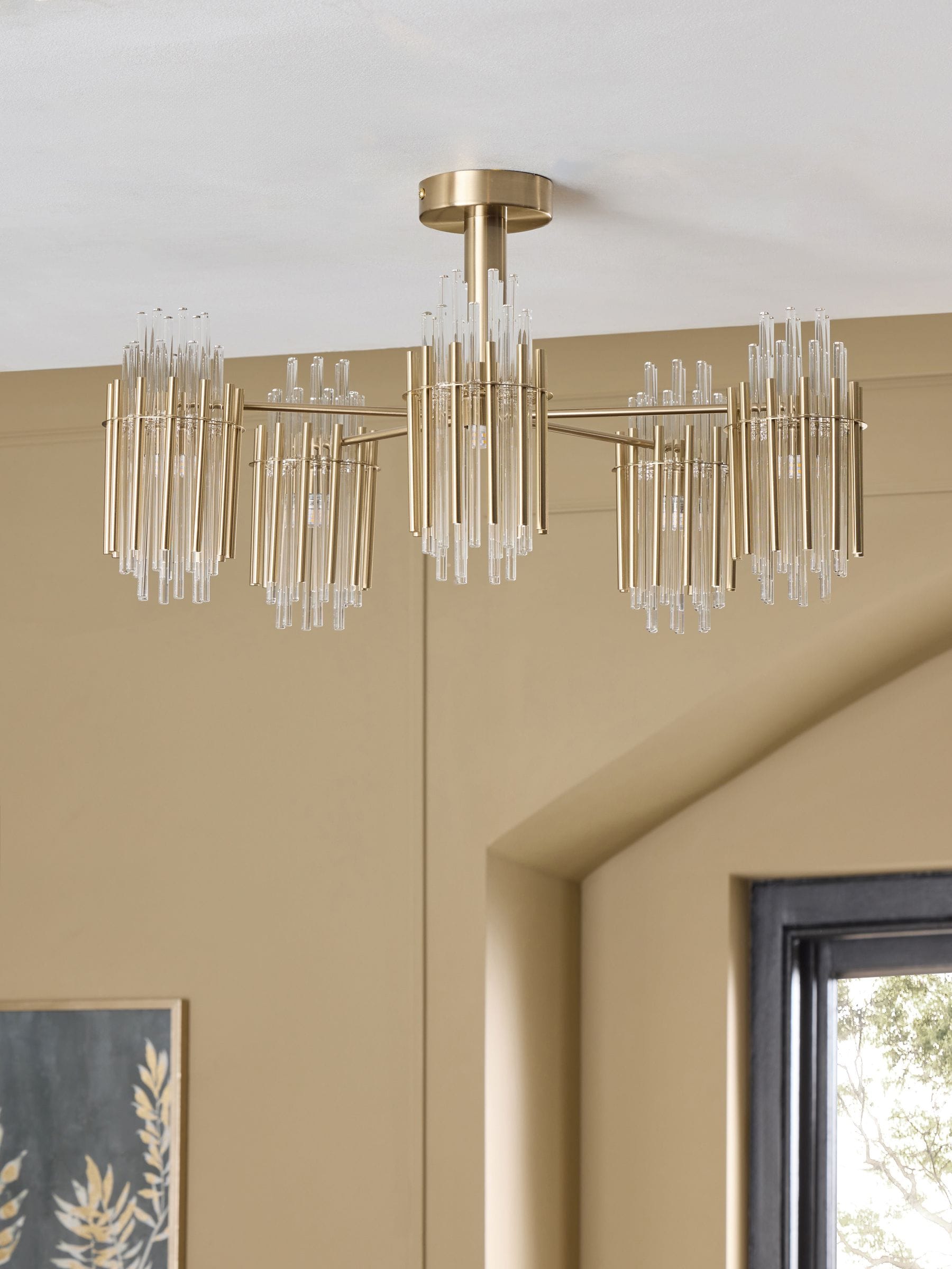 Brass Arundel 5 light flush ceiling light - British product