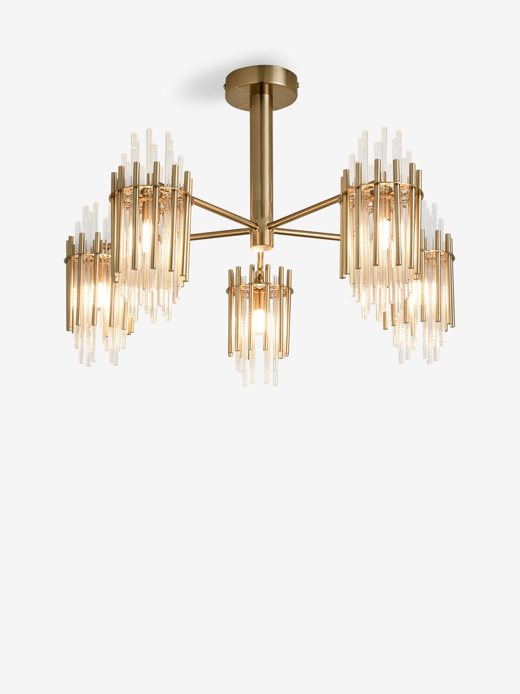 Brass Arundel 5 light flush ceiling light - British product