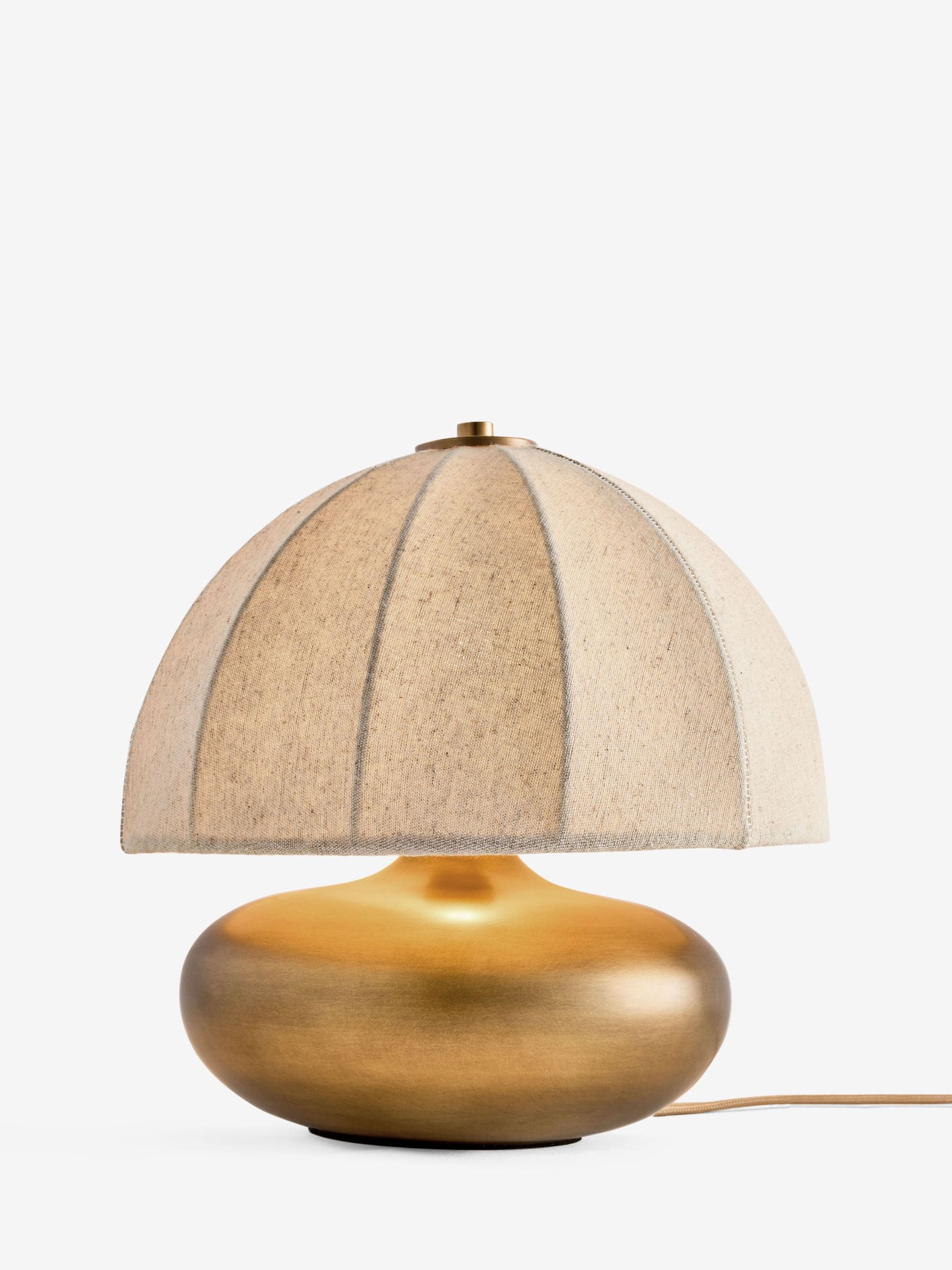 Stanton table lamp brushed brass base linen shade, UK version