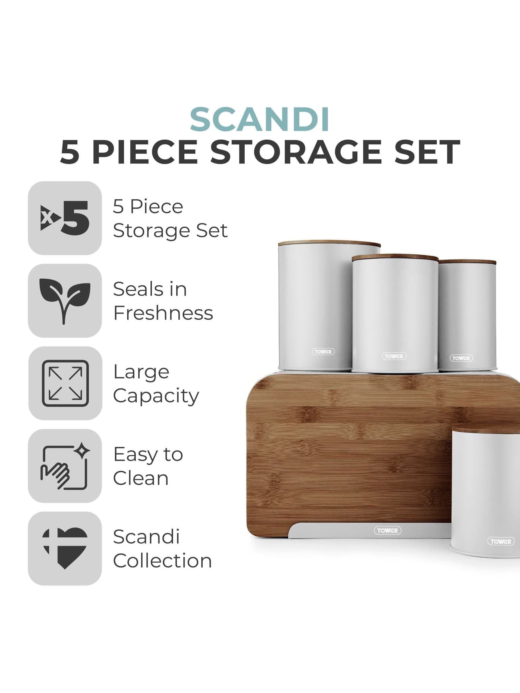 Tower Scandi 5 piece dove grey storage set - British product