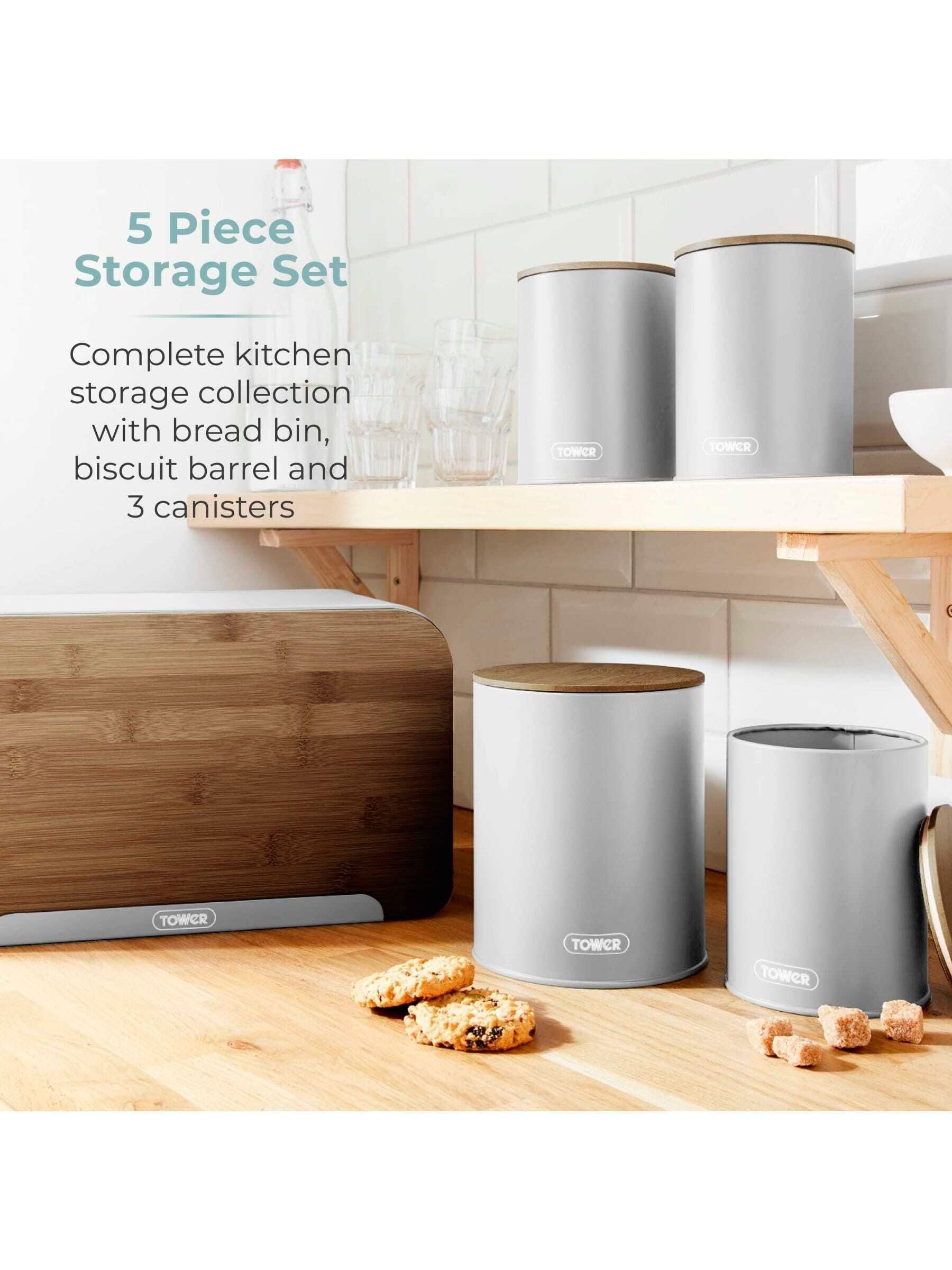 Tower Scandi 5 piece dove grey storage set - British product