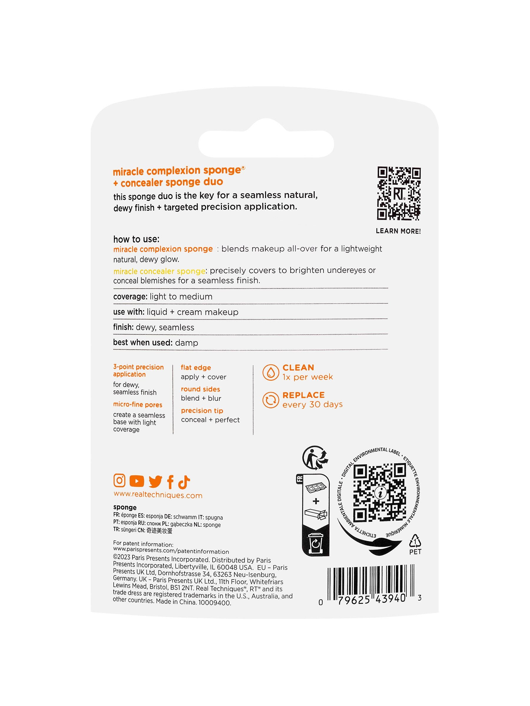 Real Techniques Miracle Complexion and Concealer sponge duo, imported from the UK